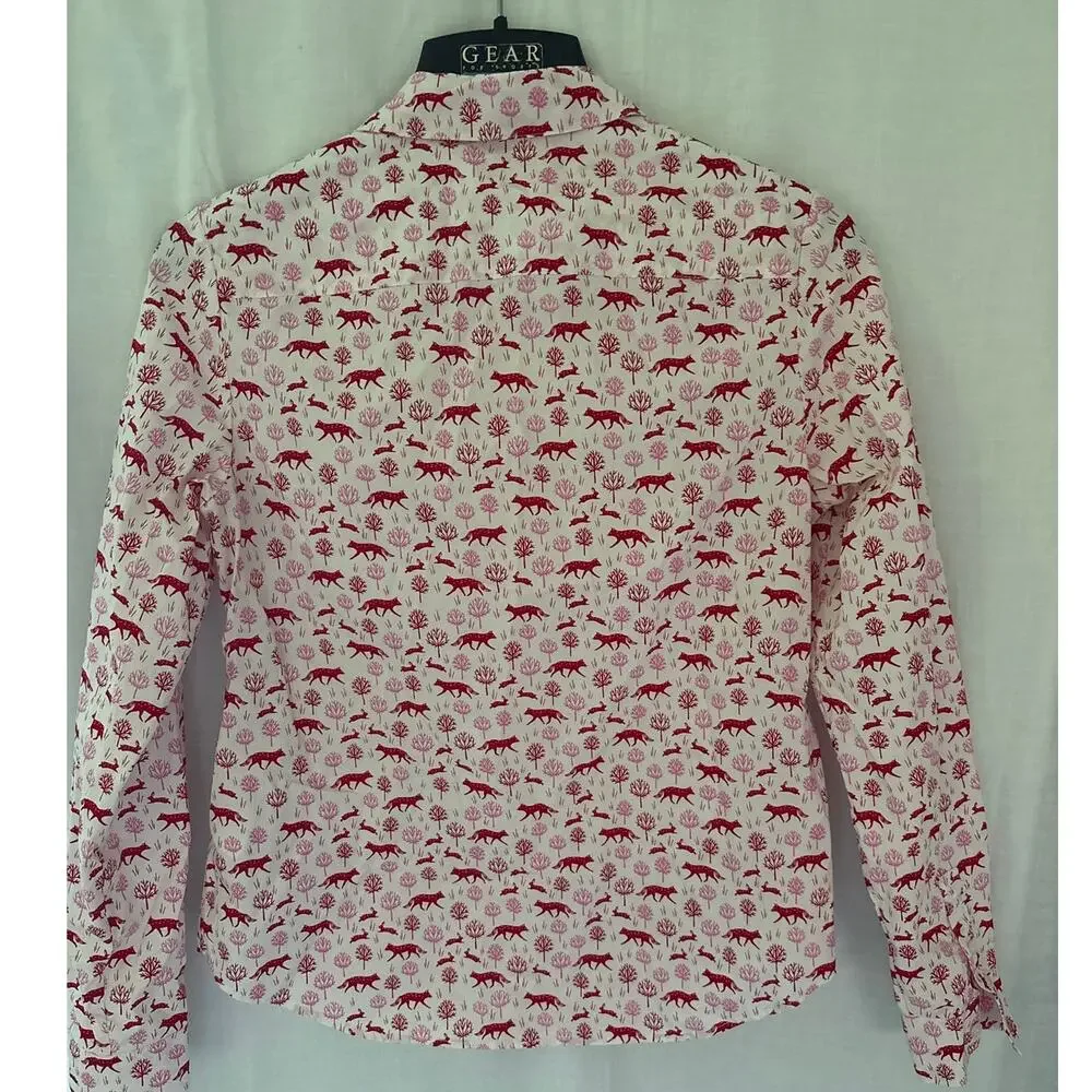 Boden The Classic Shirt Fox Rabbit Print Long Sleeve Button Down Size 6 Regular - Picture 6 of 6